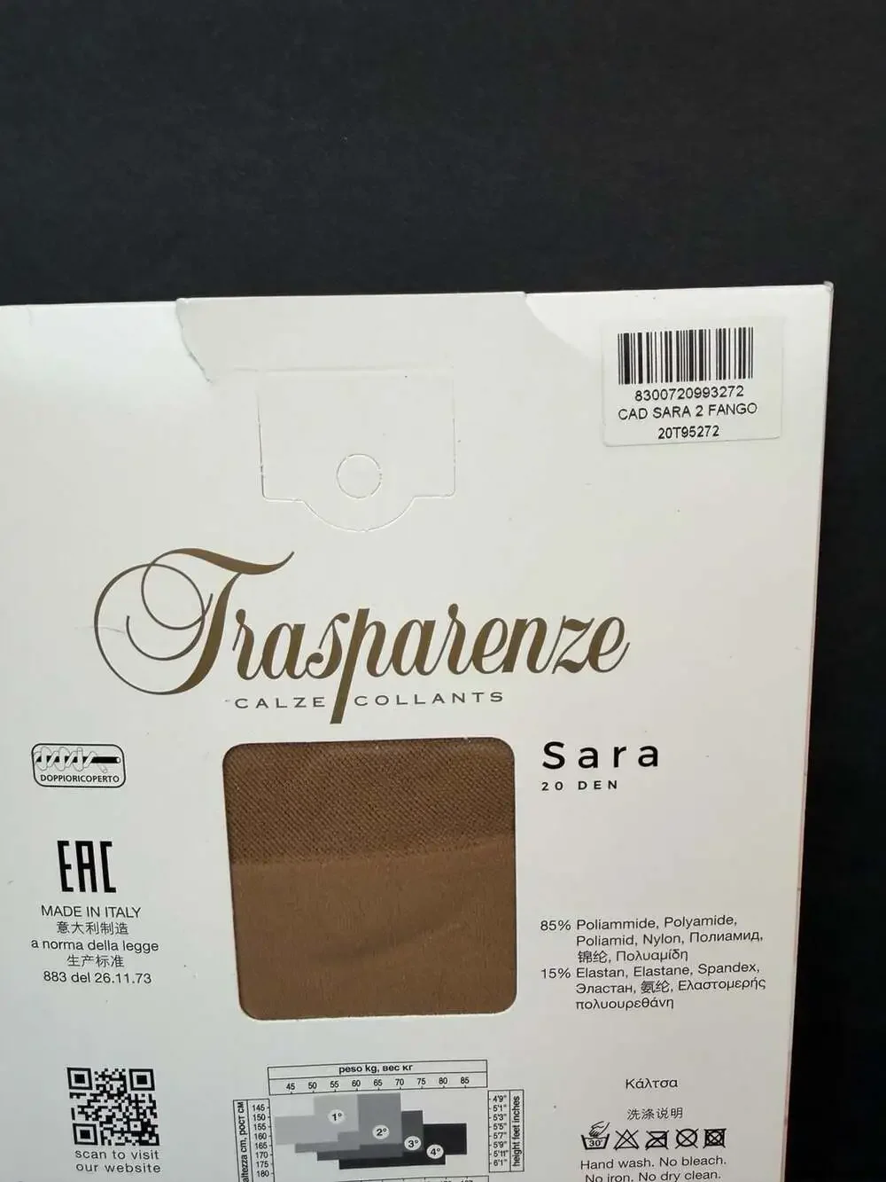 Trasparenze Sara 20 Denier Hold Ups Stockings Fango Size 2